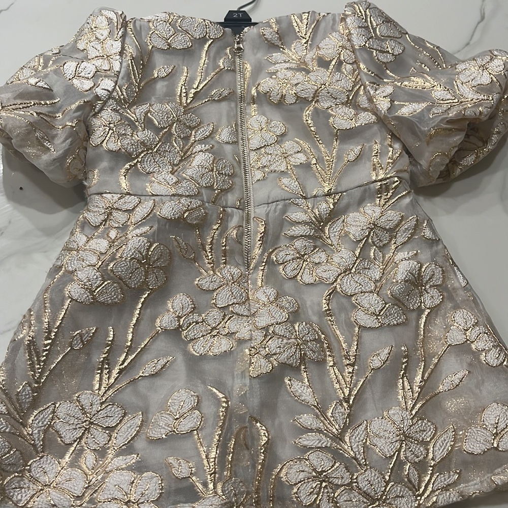 Toddler fancy gold and flower dress - Picture 4 of 5